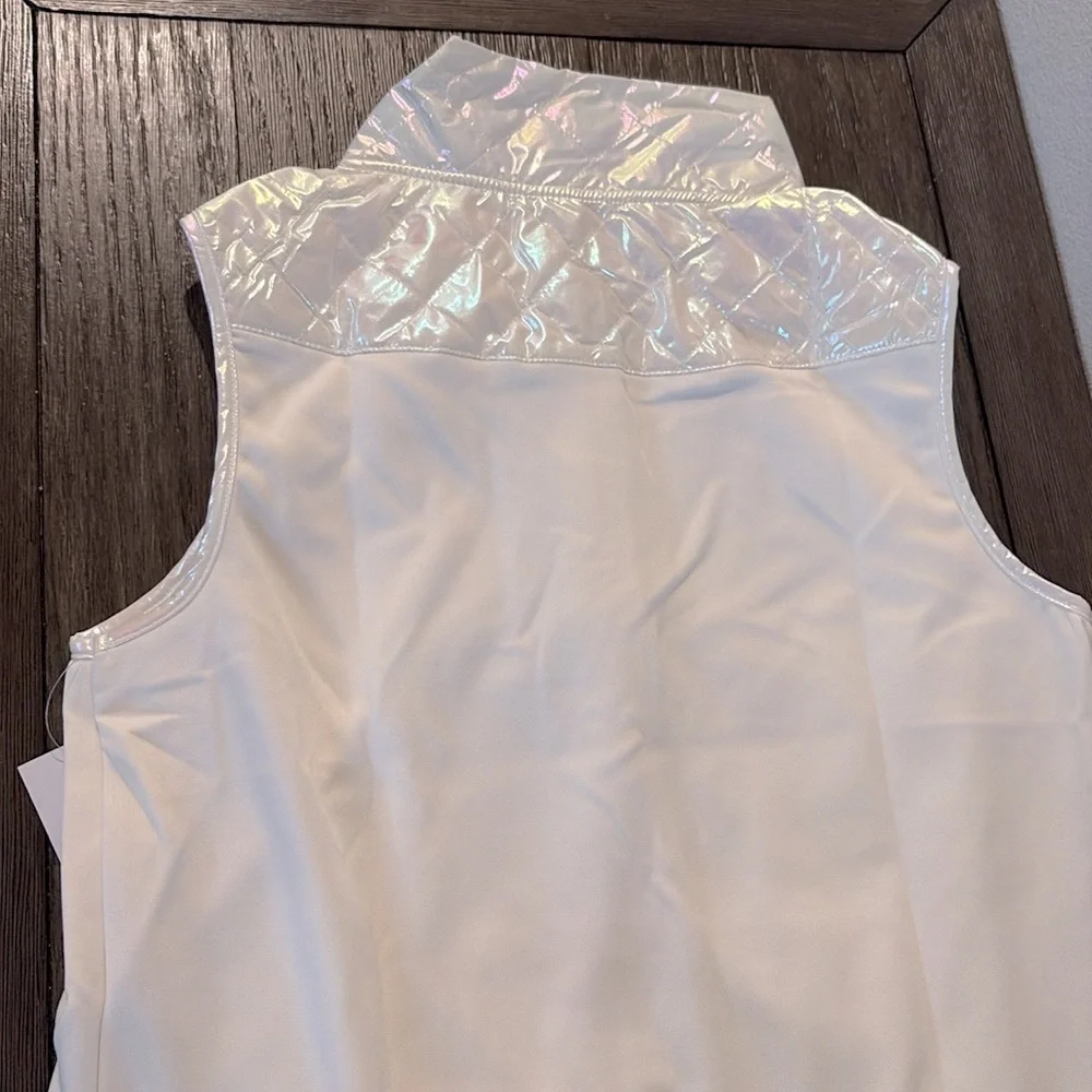 NWT [Tek Gear] Sleeveless Full-Zip White Wildflower Quilted Vest Girls XXL 18/20